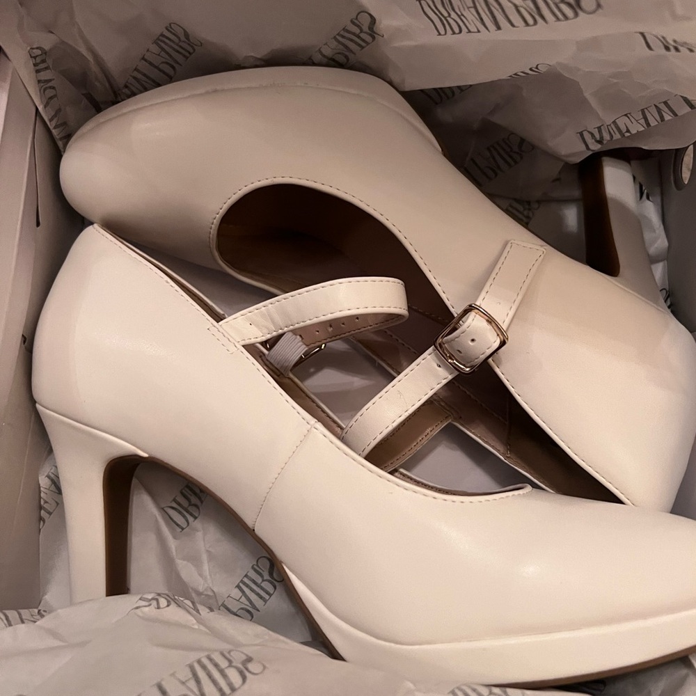 White Mary Jane high heals.